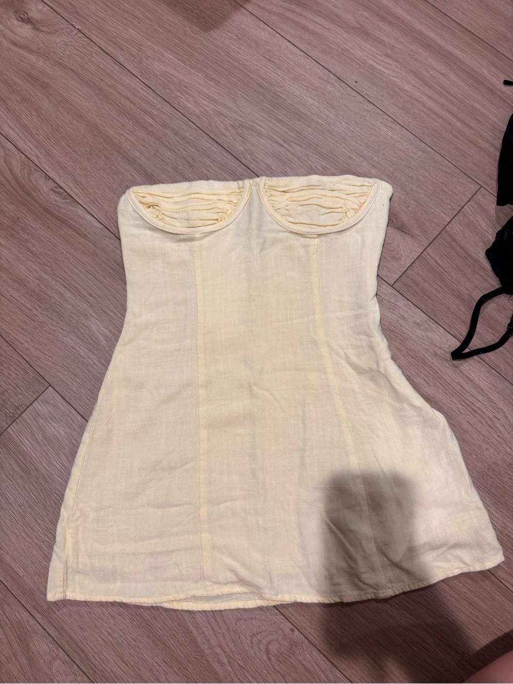 Peppermayo Strapless Cream Mini Dress